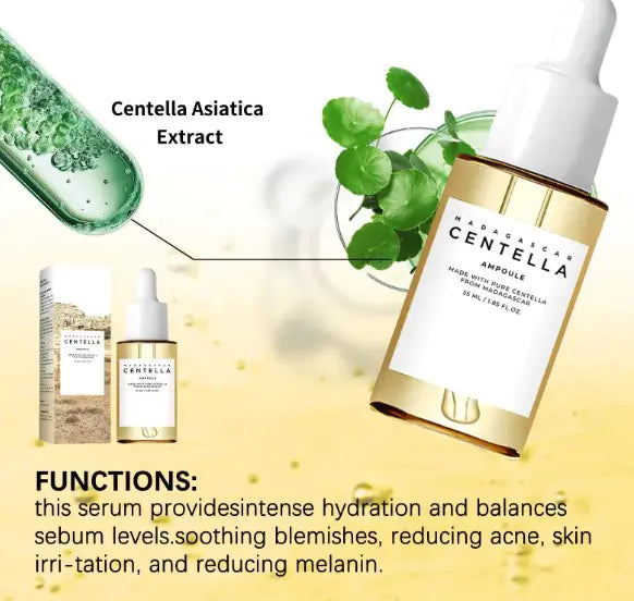 Skin1004 Madagascar Centella Asiatica 100 Vials (55ml &100ml) Face Serum 100% Centella Asiatica Extract for Sensitive Skin Soothing and Acne Prone