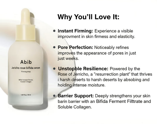 Abib Jericho Rose Bifida Serum Firming Drop, Visibly Smooths Textured Skin, Evens Skin Tone 50 ml