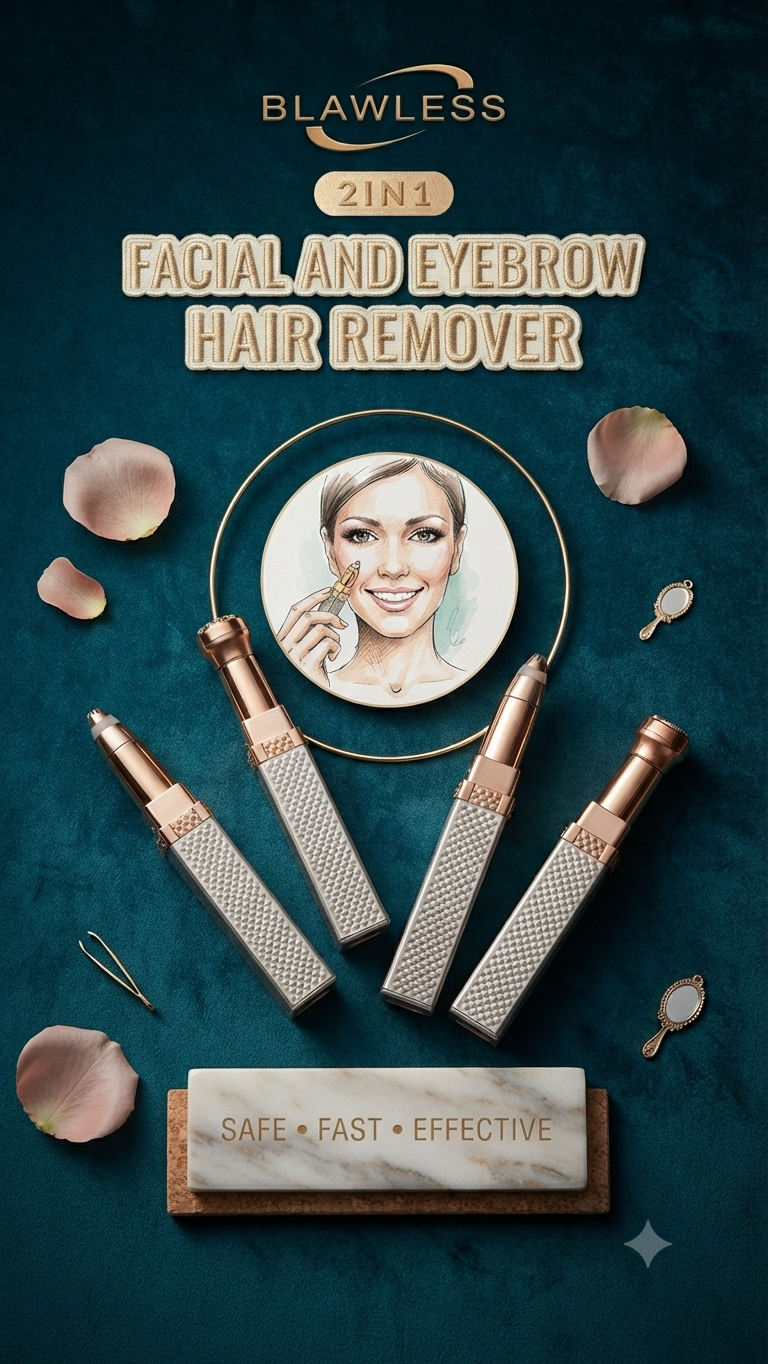 Blawless 2-in-1 Facial & Eyebrow Hair Remover — Safe, Painless & Precise