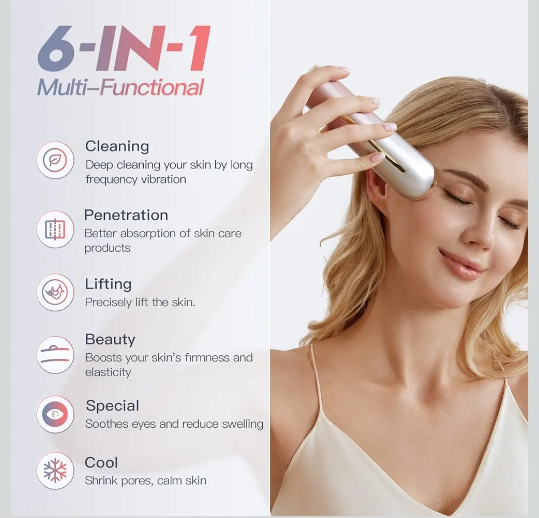 IBORRIA RF Facial Massager – 6-in-1 Anti-Aging Device