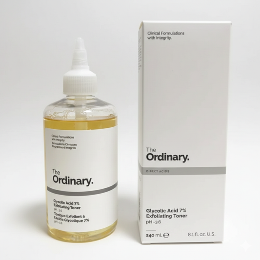 The Ordinary Glycolic Acid 7% Exfoliating Toner (240ml) – Face & Body Resurfacing Solution for Glowing Skin, Smooths Texture & Evens Tone