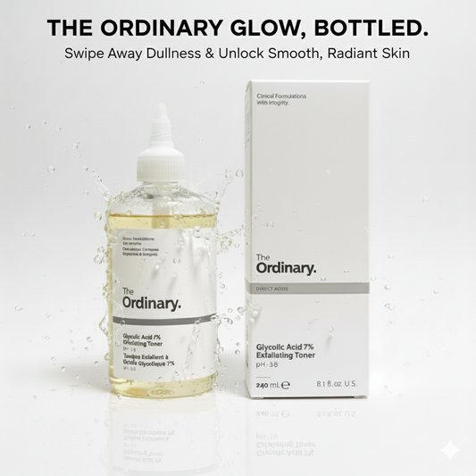 The Ordinary Glycolic Acid 7% Exfoliating Toner (240ml) – Face & Body Resurfacing Solution for Glowing Skin, Smooths Texture & Evens Tone